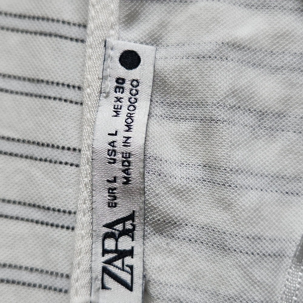 ZARA Cream/BLK 3/4 Sleeve V-Neck Kaftan -L - Picture 6 of 6